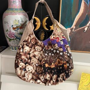 Patchwork Teddy Bear Tote Bag